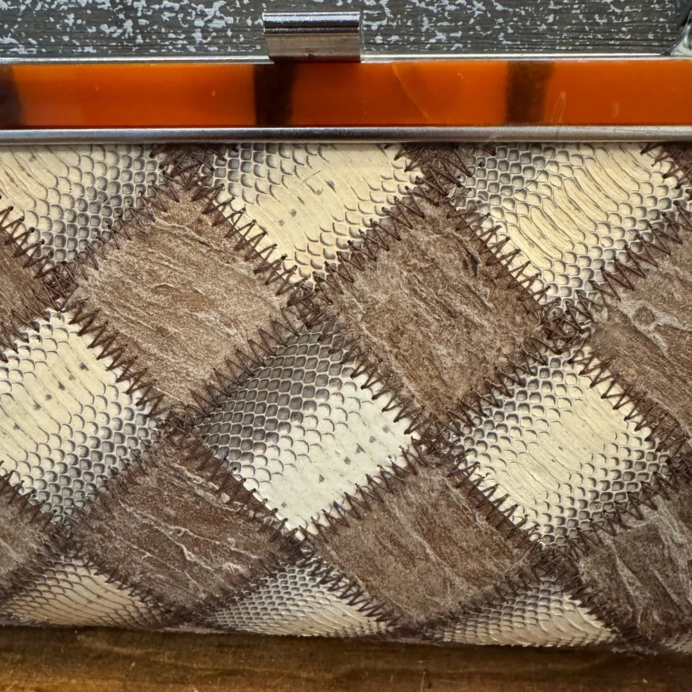 Elegant Brown‎ and Cream Checkered Handbag